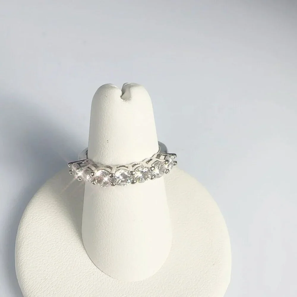 Cubic Zirconia Silver Tone Band Ring Size 6 to 10